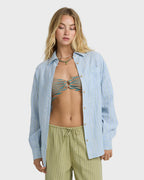 Wanderer Long Sleeve Woven Top - Twilight Blue