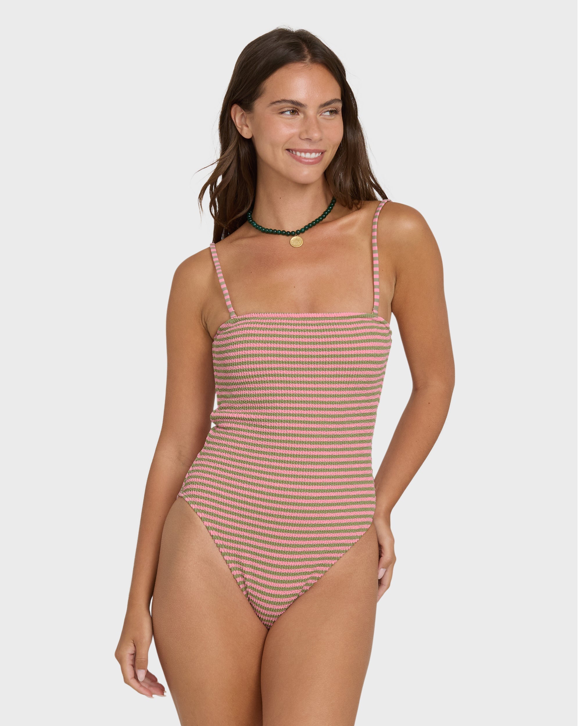 Summer Hi Yarn-Dyed Tully One Piece Swimsuit - Cedar
