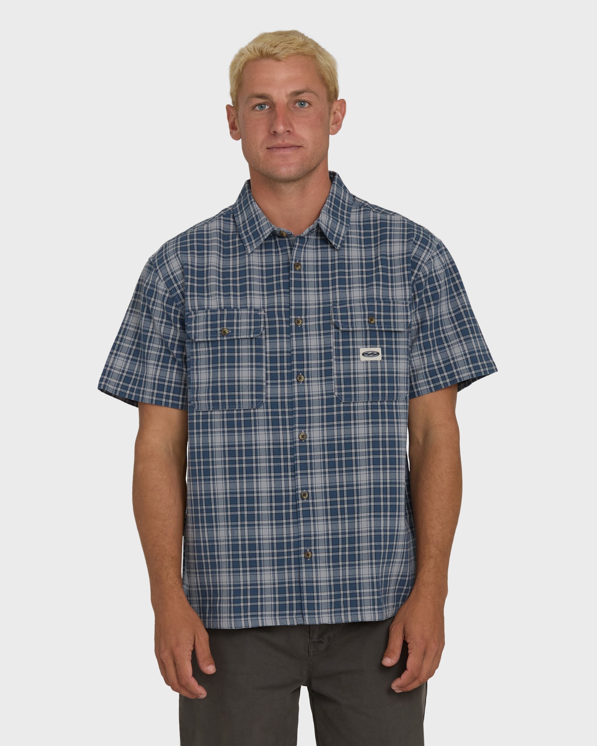 Bad Dog Short Sleeve Woven Shirt - Dark Denim