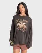 Familiar Roads Long Sleeve Knit Graphic T-Shirt - Off Black