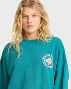 Pinky Keen Palm Crewneck Sweatshirt - Deep Lagoon