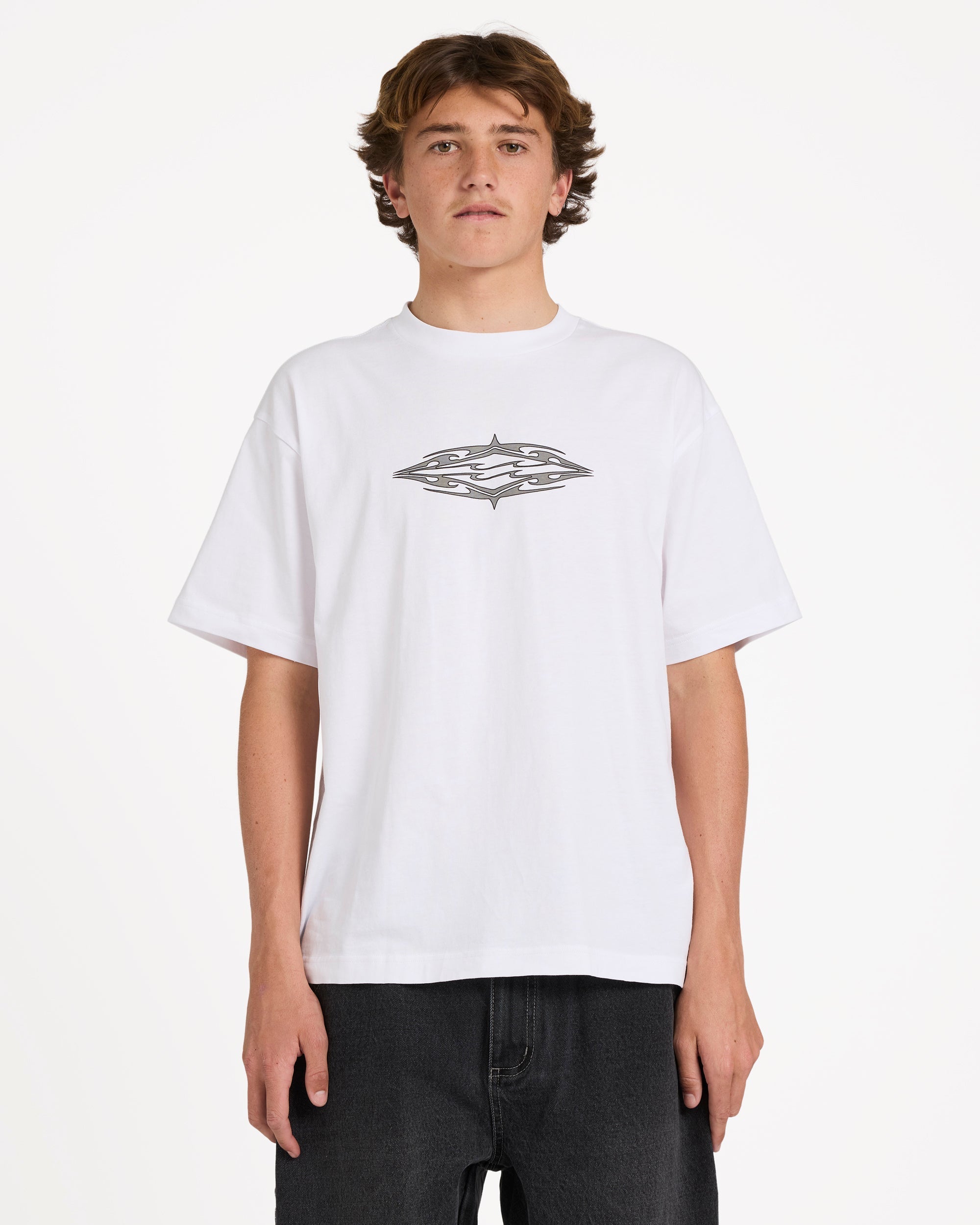 Tribal Diamonds Short Sleeve Knit T-Shirt - White